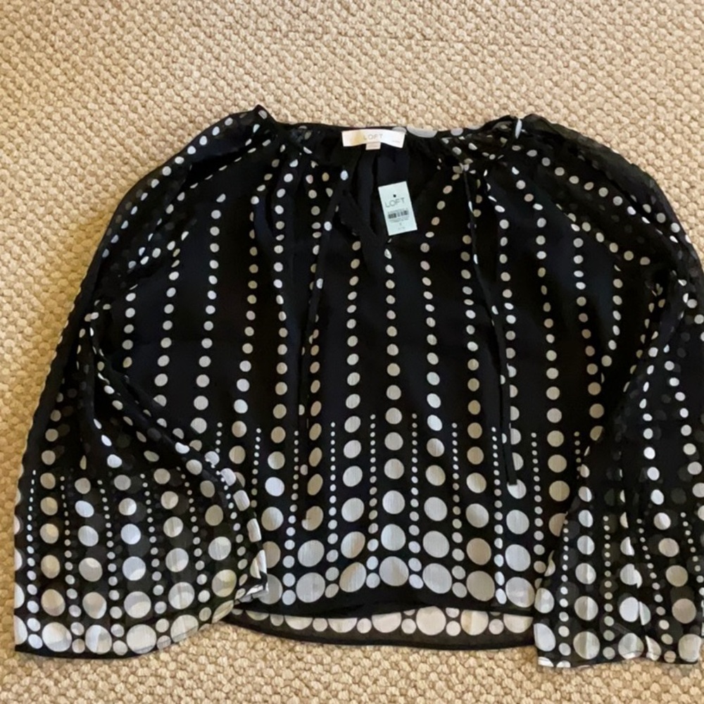 Loft Black and White Polka Dot Blouse